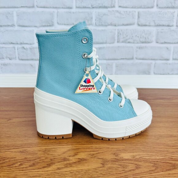 ⭐Converse Chuck 70 DE LUXE HEEL HI Platform 5.5 MEN Boots Sneakers Teal A08279C⭐ - Picture 2 of 10